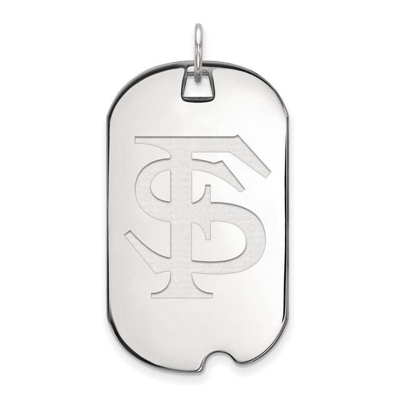 10k White Gold Florida State Large Dog Tag Pendant